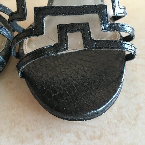 Heels Sandals Black Snake Leather Emmanuelle Art Deco Adrianna Papell Women’s 7 - Picture 5 of 11